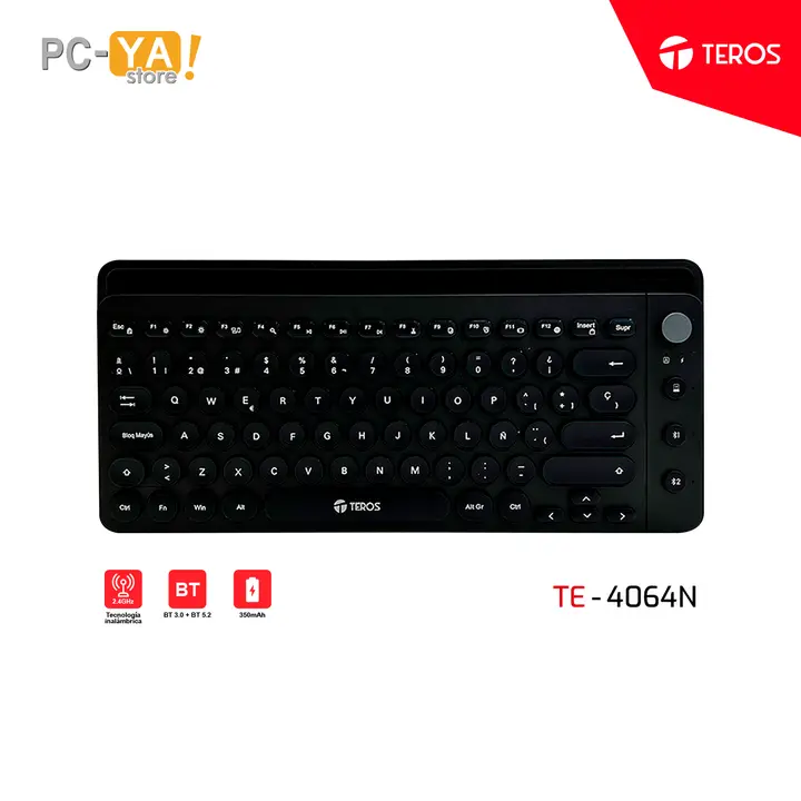 Teros Inalambrico TE-4064N 2.4 GHz Bluetooth 3.0 / 5.2, 80 Teclas Negro