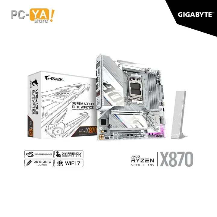 Gigabyte Aorus X870M a Elite WF7 Ice AMD AM5 4DD5 Sop.256GB HDMI USB-C Micro ATX Blanco