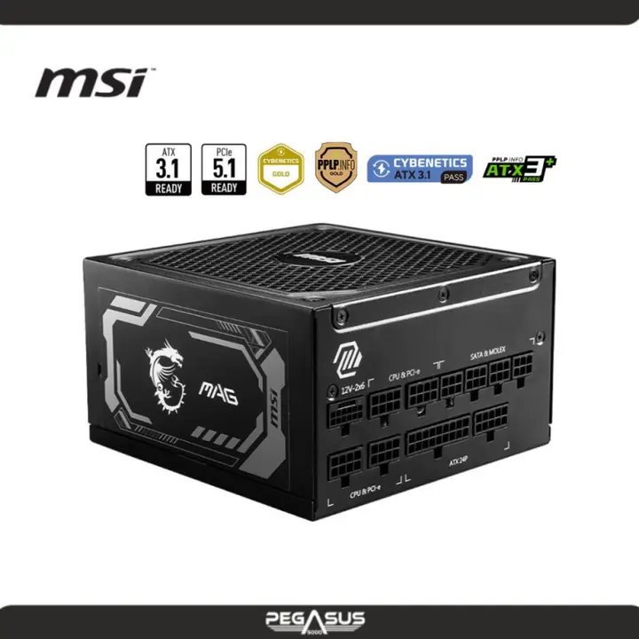 MSI MAG A1250GL PCIE5 1250W 80 PLUS GOLD CYBENETICS GOLD ATX 3.1 PCIE 5.1 MODULAR (PN: 306-7ZP9A12-CE0)