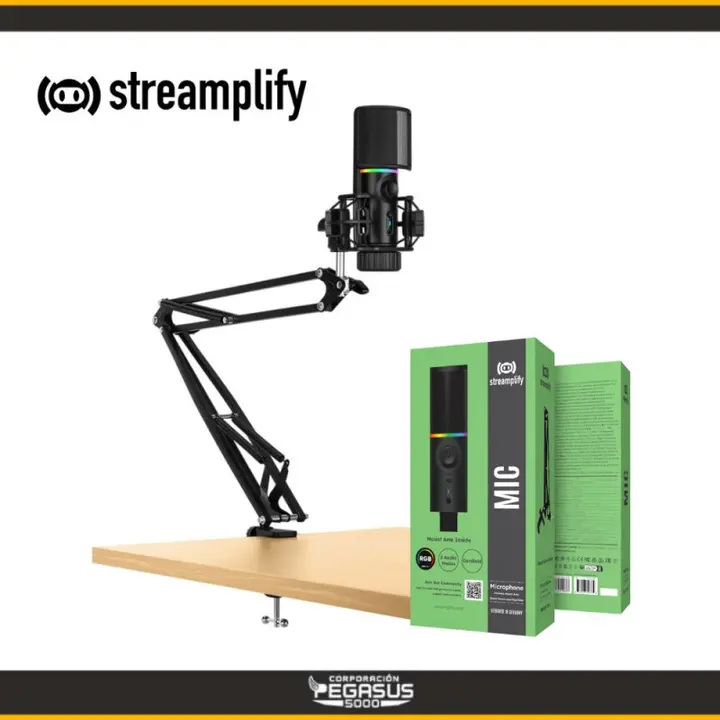 MIC MICROFONO STREAMPLIFY MIC-48-RGB-MA-BK SOPORTE DE BRAZO