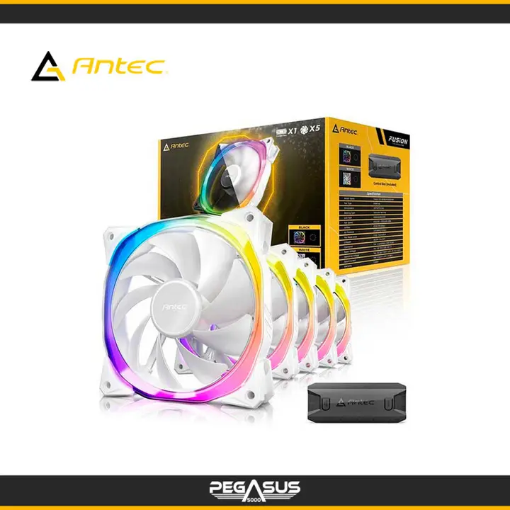 ANTEC KIT DE FANES ANTEC FUSION 120 ARGB WHITE 5FAN 120MM C/ CONTROLADOR