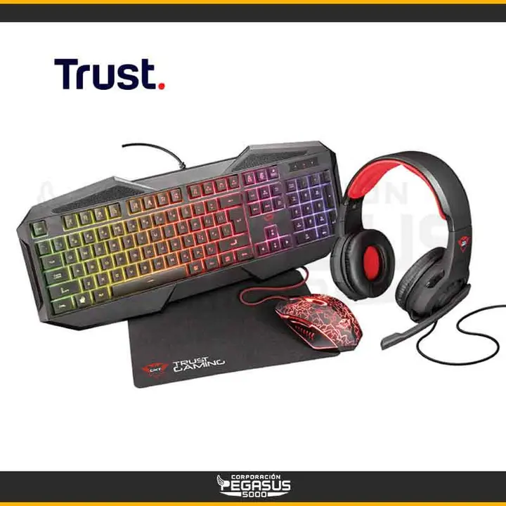 TRUST KIT 4 EN 1 TRUST GAMING BUNDLE MOUSE TECLADO AUDIFONO MOUSE PAD