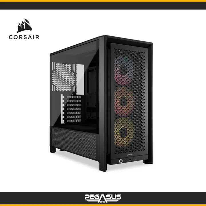 CORSAIR FRAME SERIES 4000D RS ARGB BLACK 3X FANS V/TEMPLADO SIN FUENTE PANEL AIRFLOW MESH MID TOWER