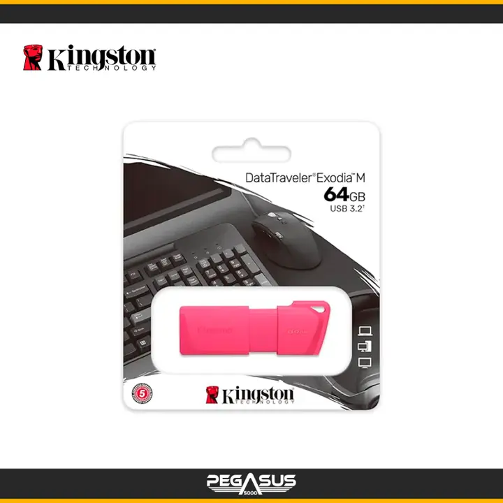 KINGSTON DATATRAVELER EXODIA M 64GB 3.2 GEN 1 (TIPO-A) COLOR NEON PINK
