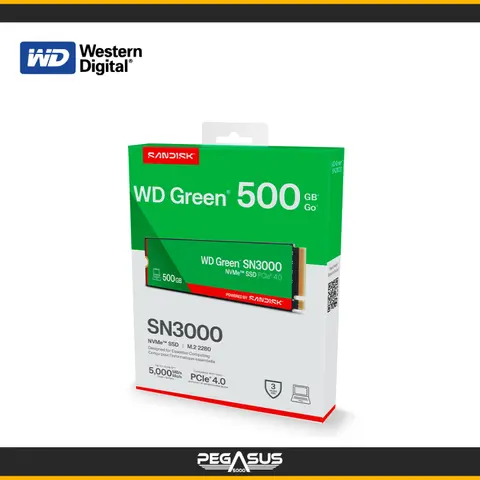 WD UNIDAD DE ESTADO SOLIDO WESTERN DIGITAL WD GREEN SN3000 500GB M.2 2280 PCLE 4.0 NVME SSD / POWERED BY SANDISK
