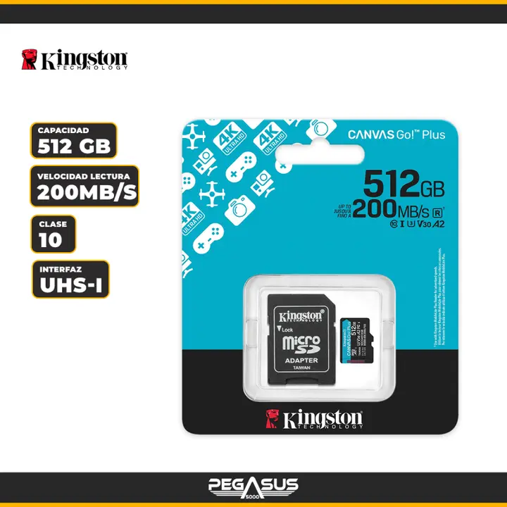 KINGSTON TARJETA DE MEMORIA KINGSTON MICRO SD SDCG4 512GB Canvas Go! Plus