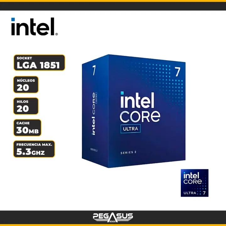Intel CORE ULTRA 7 - 265F CACHE 30MB 2.40GHZ HASTA 5.30GHZ LGA1851