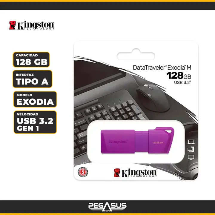 Kingston Datatraveler Exodia M 128GB USB 3.2 Gen 1 Color Purple Neon