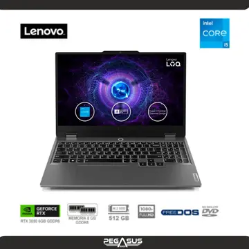 LAPTOP LENOVO LOQ 15IAX9. Ci5-12450HX, 8GB DDR5, SSD 512GB, RTX 3050, 15.6" FHD