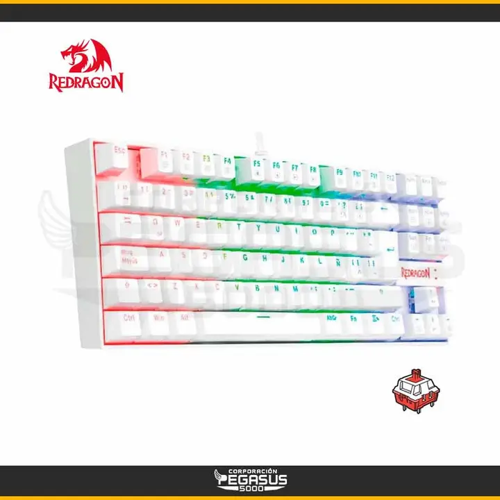 REDRAGON K552W-RGB TECLADO REDRAGON KUMARA WHITE SPANISH RED SWITCH