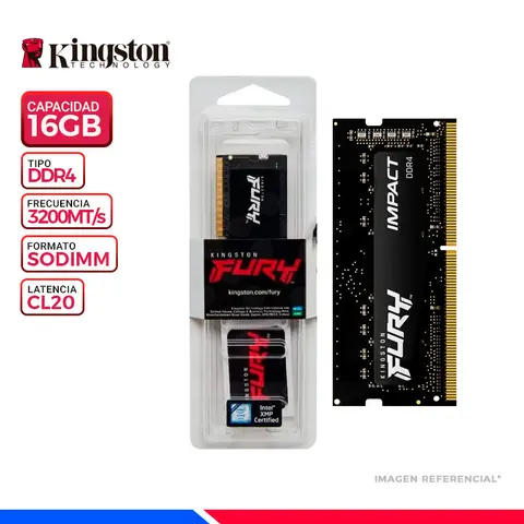 KINGSTON MEM. RAM KINGSTON HYPERX IMPACT SODIMM 16GB DDR4 3200 MHZ.