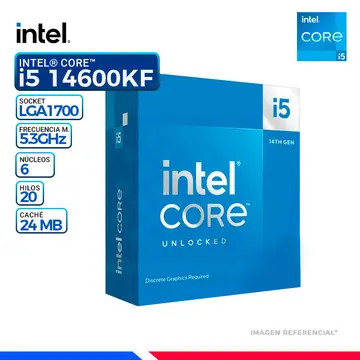 Intel CORE i5-14600KF, Cache 24MB, Hasta 5.3 Ghz.