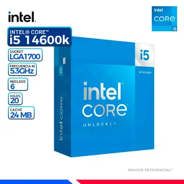 Intel CORE i5-14600K, Cache 24MB, Hasta 5.3 Ghz.