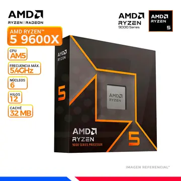 AMD RYZEN 5 9600X, Cache 32 MB, Hasta 5.4 Ghz, AM5