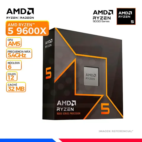 AMD RYZEN 5 9600X, Cache 32 MB, Hasta 5.4 Ghz, AM5