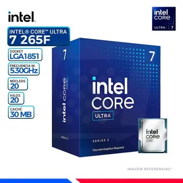 Intel CORE ULTRA 7 265F, Cache 30 MB, Hasta 5.30 Ghz