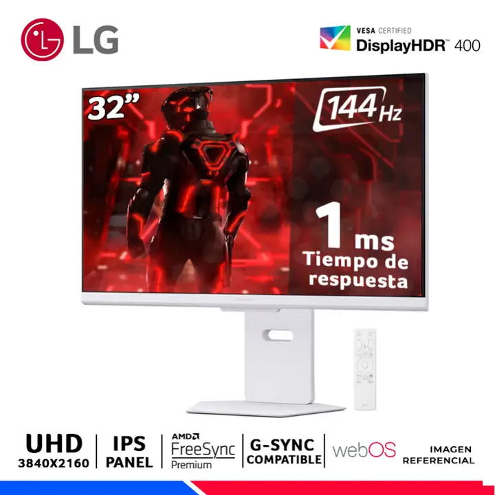 LG UltraGear LG 32G810SA-W, 32" IPS , Smart webOS, UHD 4K, 144Hz, 1ms, Compatible G-Sync