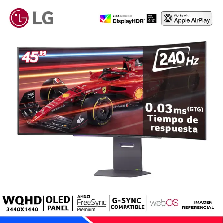 LG 45GX90SA-B, 45" UltraGear OLED Curvo, WQHD, 240Hz, 0.03ms, Compatible Nvidia G-Sync