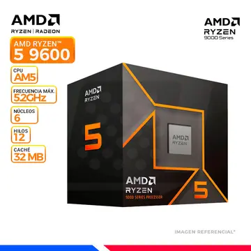 AMD RYZEN 5 9600, Cache 32MB, Hasta 5.2 Ghz, AM5