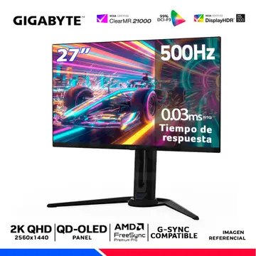 GIGABYTE AORUS FO27Q5P, 27" QD-OLED, 2K QHD, 500Hz, 0.03ms, G-Sync Compatible