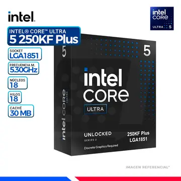 Intel CORE ULTRA 5 250KF PLUS Cache 30 MB, Hasta 5.3 Ghz