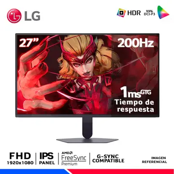 UltraGear G5 27G523B-B, 27" IPS FHD, 200Hz, 1ms, Compatible Nvidia G-Sync, Amd FreeSync
