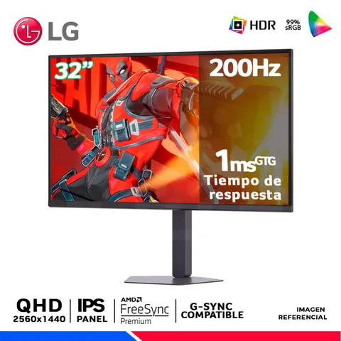LG GAMER UltraGear G6 32G620B-B, 32" IPS, QHD, 200Hz, 1ms, Compatible G-Sync, FreeSync