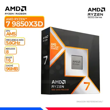 AMD Ryzen 7 9850X3D, Cache 96MB, Hasta 5.6 Ghz, AM5