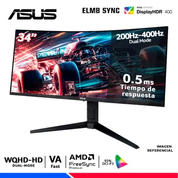 ASUS Tuf Gaming VG34WQL5A, 34" Curvo VA, 2K WQHD 200Hz, HD 400Hz, 0.5ms, Amd FresSync