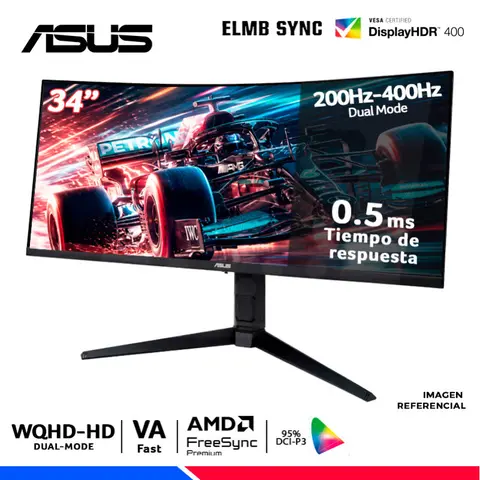 ASUS Tuf Gaming VG34WQL5A, 34" Curvo VA, 2K WQHD 200Hz, HD 400Hz, 0.5ms, Amd FresSync