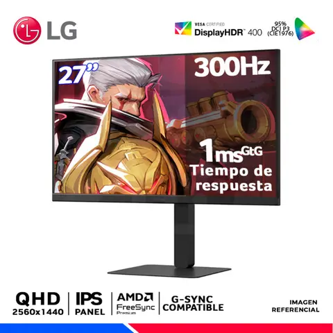 LG UltraGear 27G640A-B, 27" IPS, QHD, 300Hz, 1ms, Compatible G-Sync, FreeSync