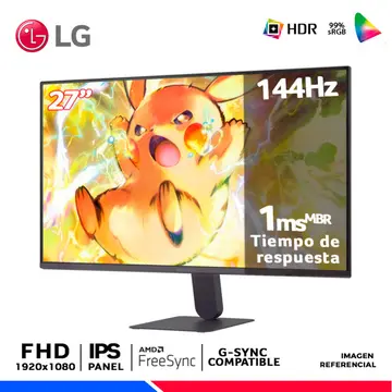 LG UltraGear G4 27G414B-B, 27" IPS, FHD, 144Hz, 1ms, Compatible Nvidia G-Sync, Amd FreeSync