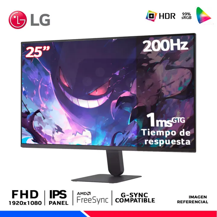 LG UltraGear G5 25G523B-B, 25" IPS, FHD, 200Hz, 1ms, Compatible Nvidia G-Sync, Amd FreeSync