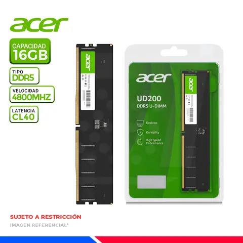 ACER MEM. RAM ACER UDIMM UD200 16GB DDR5 4800MT/s, CL40