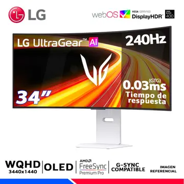 LG UltraGear GX9S 34GX90SB-W, 34" OLED, WQHD, 240Hz, 0.03ms, Compatible G-Sync, FreeSync, webOS