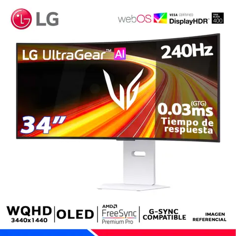 LG UltraGear GX9S 34GX90SB-W, 34" OLED, WQHD, 240Hz, 0.03ms, Compatible G-Sync, FreeSync, webOS